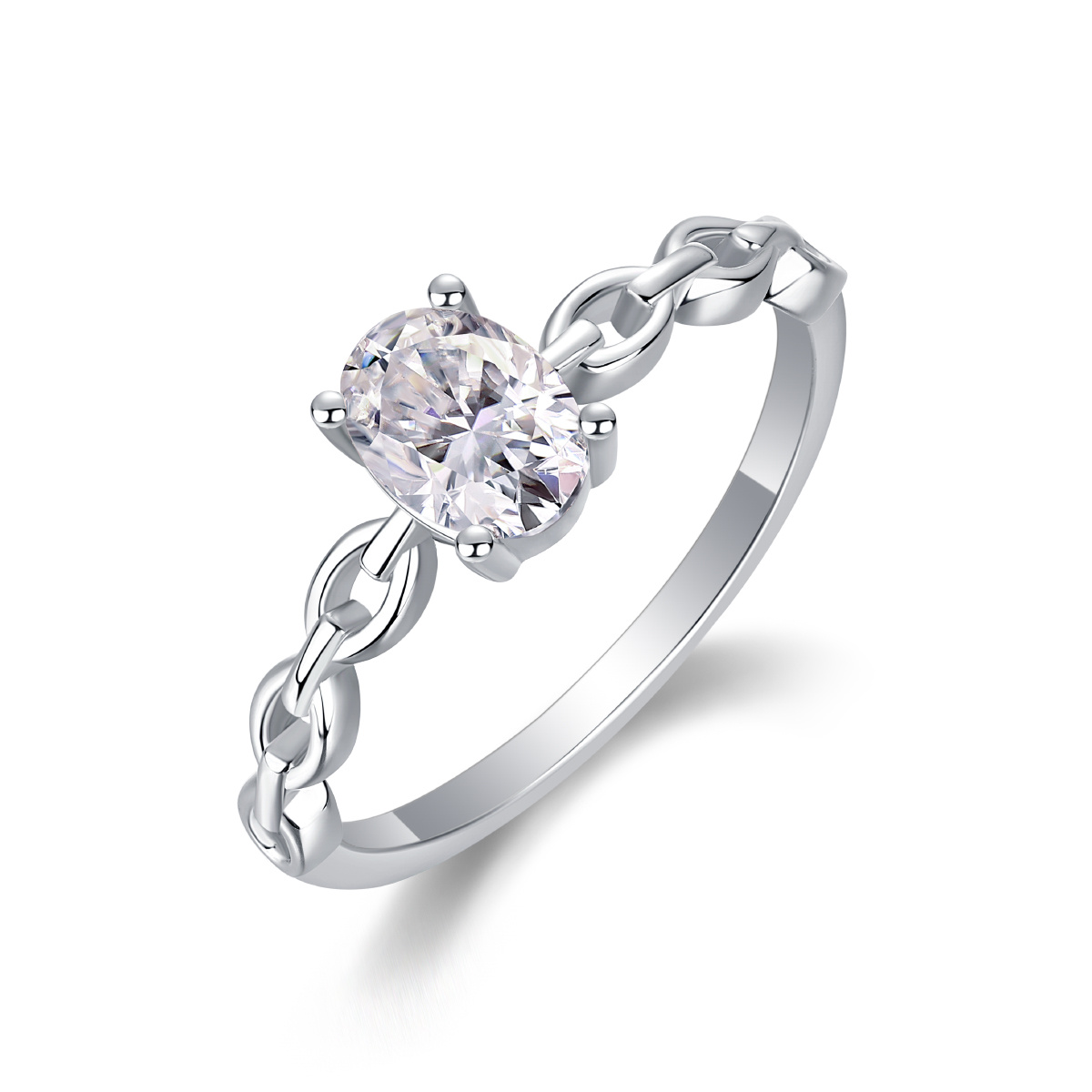 Oval Cut 1 Carat Moissanite Engagement Ring, 925 Silver